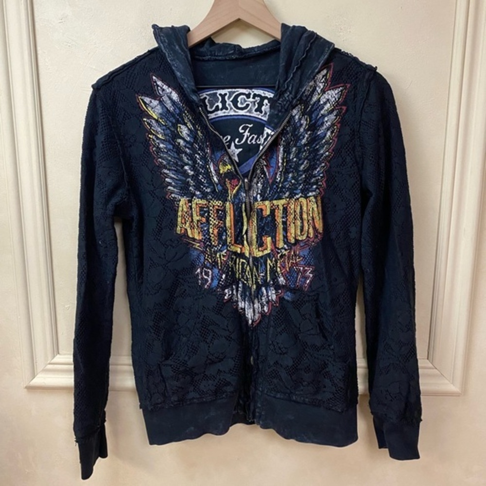 Vintage Y2K Affliction Reversible Invasion Zip Hoodie - Picture 2 of 8